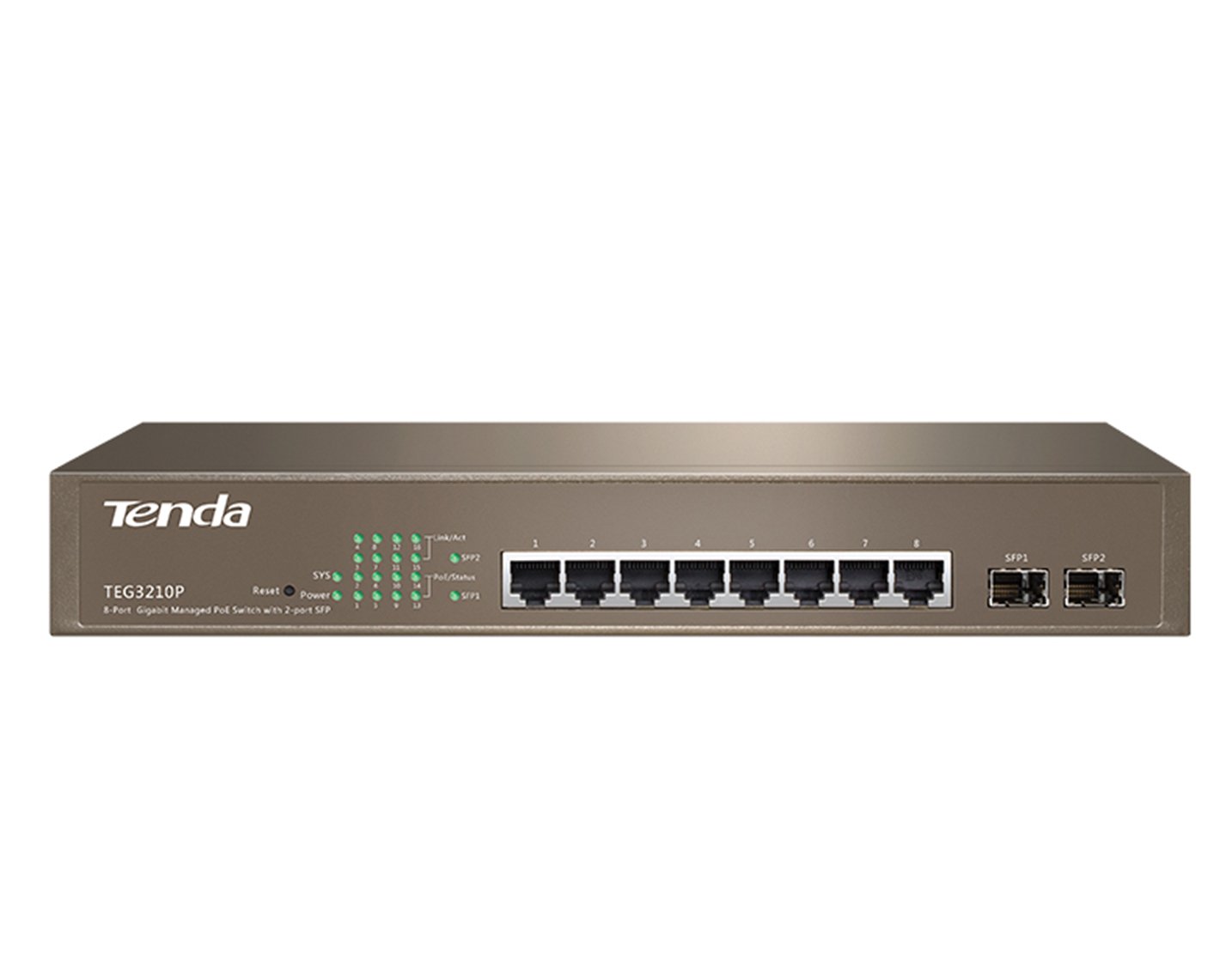 قیمت و خرید سوییچ شبکه مدیریتی 8 پورت + 2 پورت SFP تندا مدل TEG3210P | نت ران